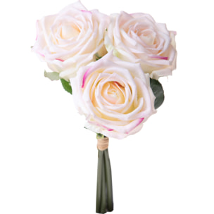 Bouquet Rose Per 3 Fiori 30 Cm Natale Touch - Pezzi 3 - 17X30X17cm - Colore: Bianco - Bianchi Dino - Fiori Artificiali