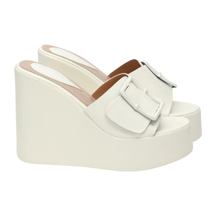 Ciabatta con zeppa - tacco 12,5 cm - plateaux 4,5 cm