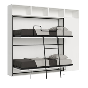 Armoire lit escamotable horizontal superposé 2 couchages 85 Kando composition I Frêne Blanc