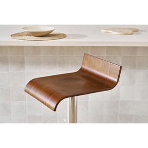 Tabouret de bar design en bois coloris noyer SURF V2