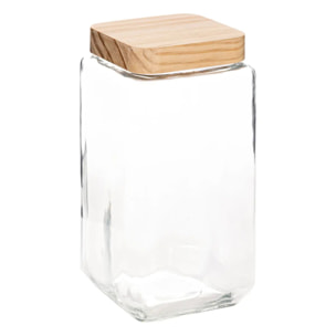 Bocal verre carré couvercle pin "Pin" 2L