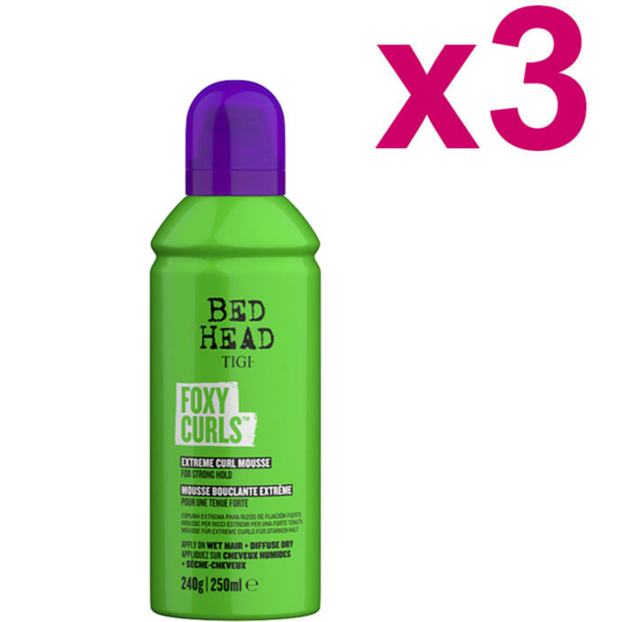 TIGI Kit Bed Head Foxy Curls Extreme Curl Mousse 3 Pezzi x 250ml