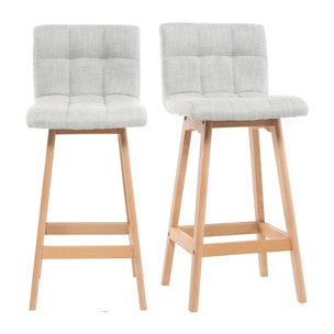 Tabourets de bar en tissu gris clair et bois H67.5 cm (lot de 2) KLARIS