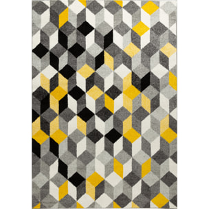 Gala - Tapis de salon moderne à motif graphique jaune