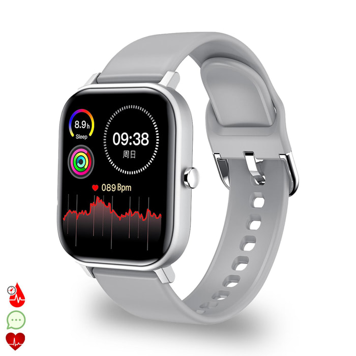 Smartwatch L18 con termometro. Monitor della salute con ECG, O2 nel sangue e monitor della pressione sanguigna. modalità sportive.