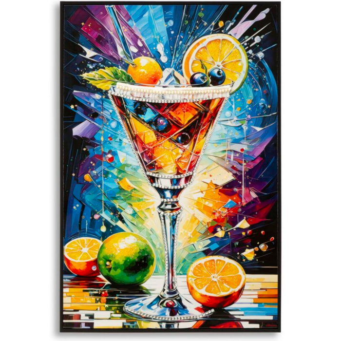 STAMPA DECORATA SU TELA LACCATA C/CORNICE COCKTAIL -A- CM 62X3,5
 X92