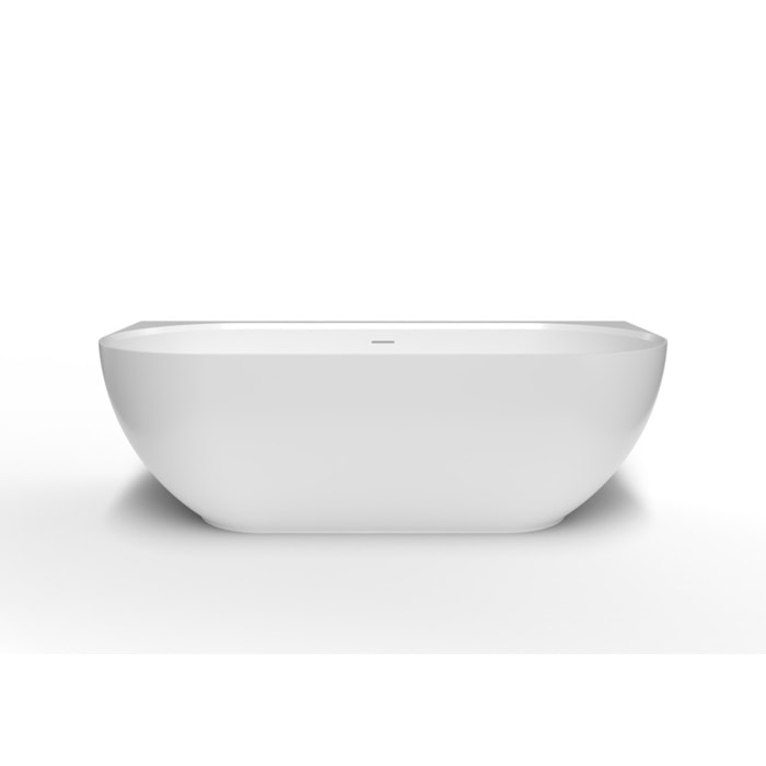 Lesly 170 x 82 cm Baignoire semi-îlot en marbre coulé, blanc (LE1700)