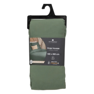 Drap-housse - percale - vert - 180x200 cm
