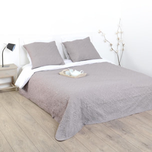 Dessus de lit + 2 taies "Arabesque" taupe - 260x240 cm