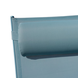 Lot de 2 transats GALAPAGOS en textilène bleu clair - aluminium bleu clair