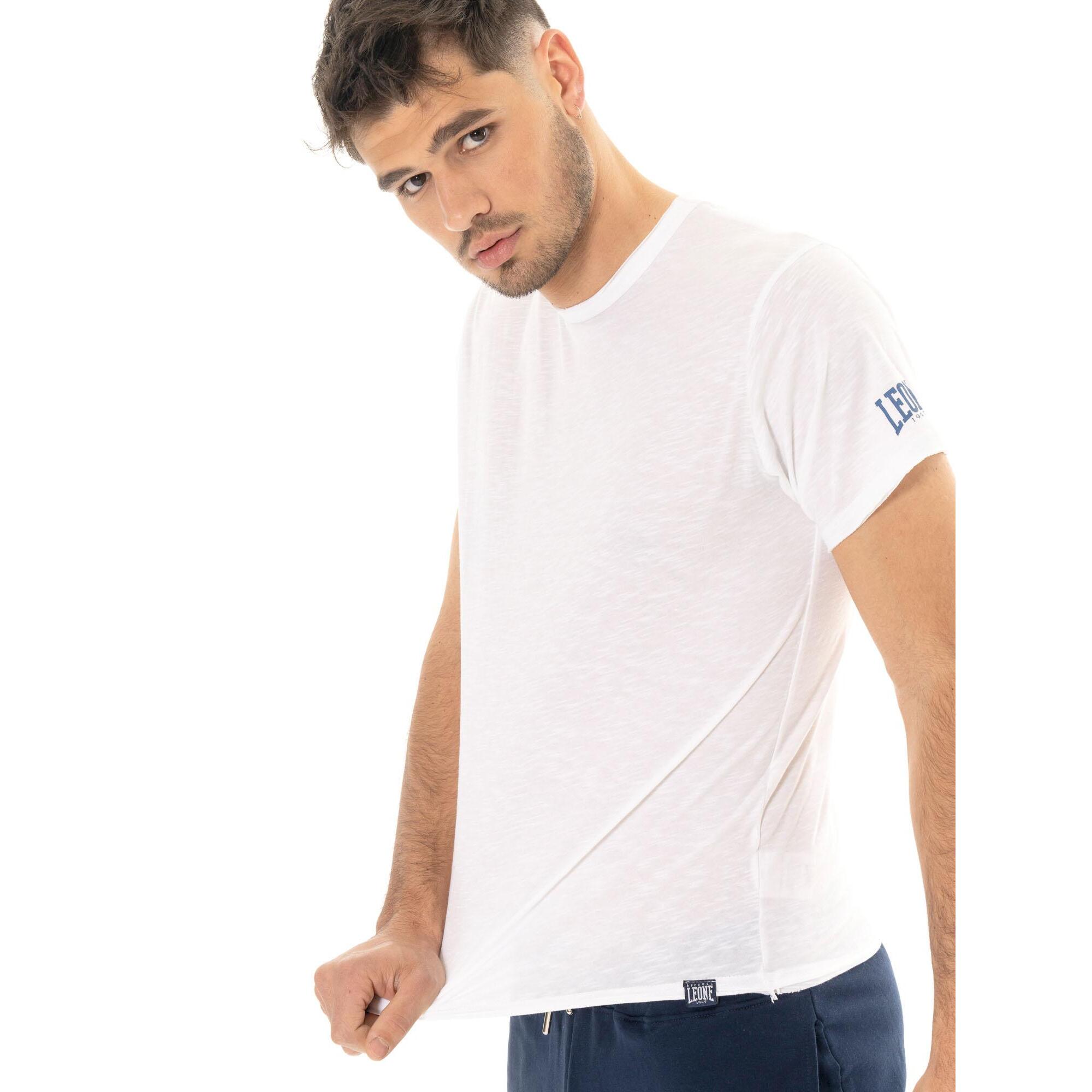 Maglietta uomo maniche corte in slub piccolo logo