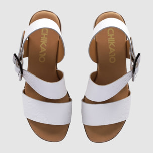 Sandalias de Piel - Blanco - Tacón: 6 cm