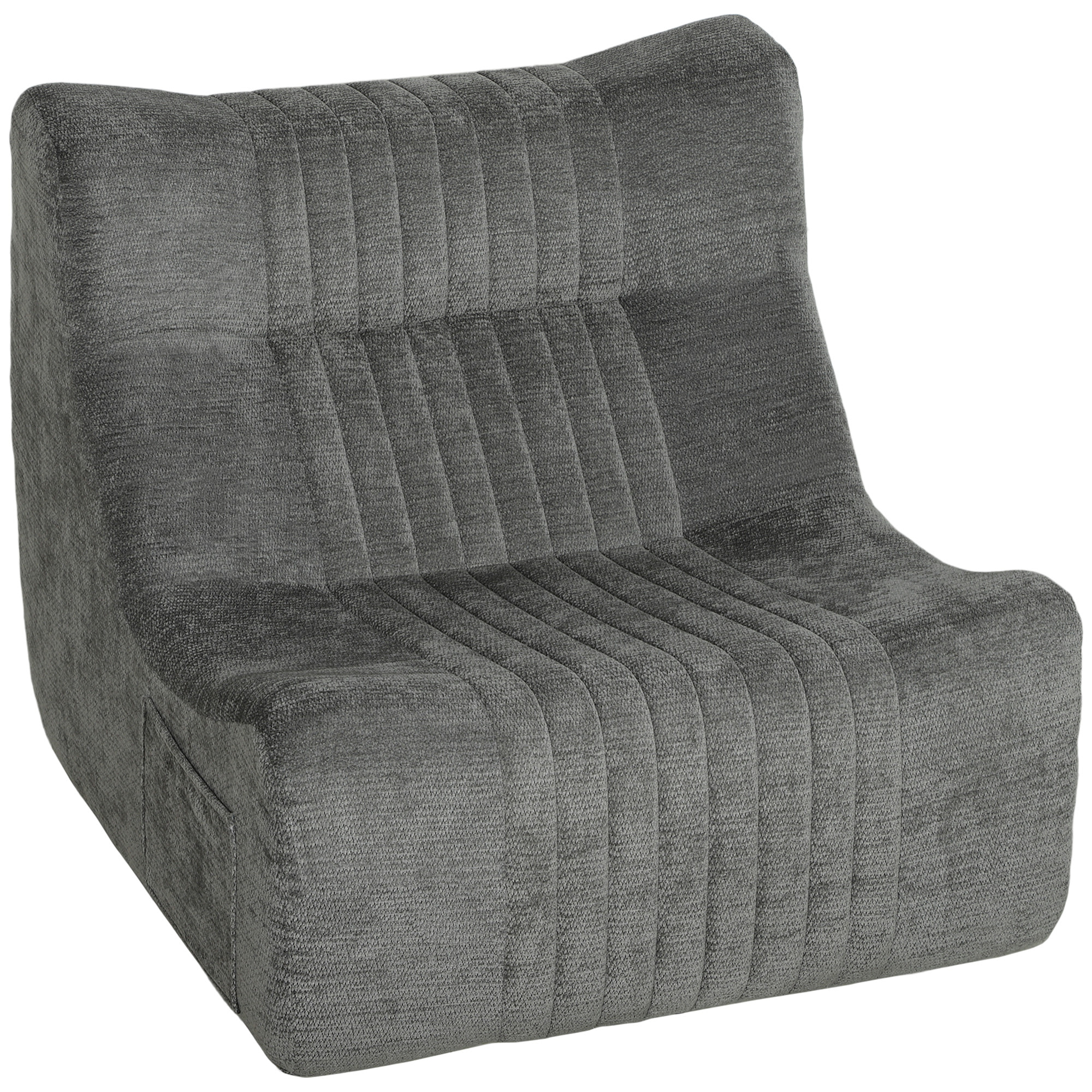 Fauteuil modulable design contemporain effet surpiqûres verticales tissu gris