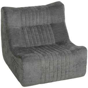 Fauteuil modulable design contemporain effet surpiqûres verticales tissu gris