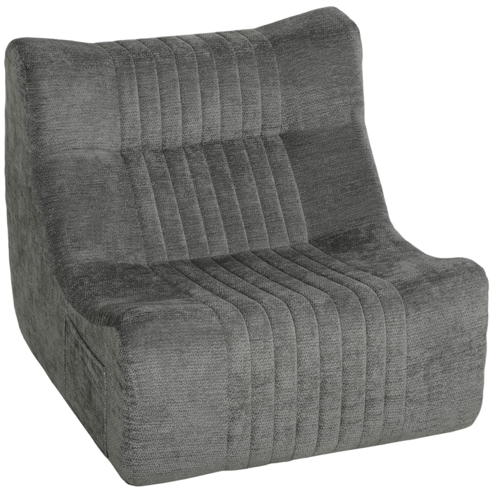 Fauteuil modulable design contemporain effet surpiqûres verticales tissu gris