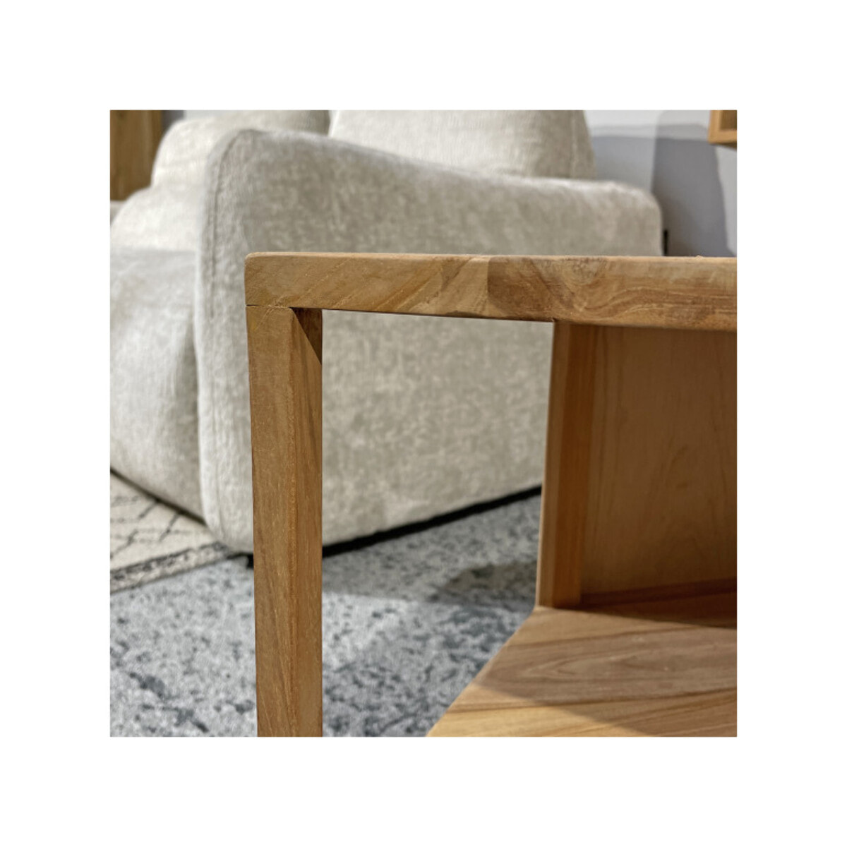 Meuble TV d'angle hexagonal L. 110 cm en bois de teck massif - ROMA