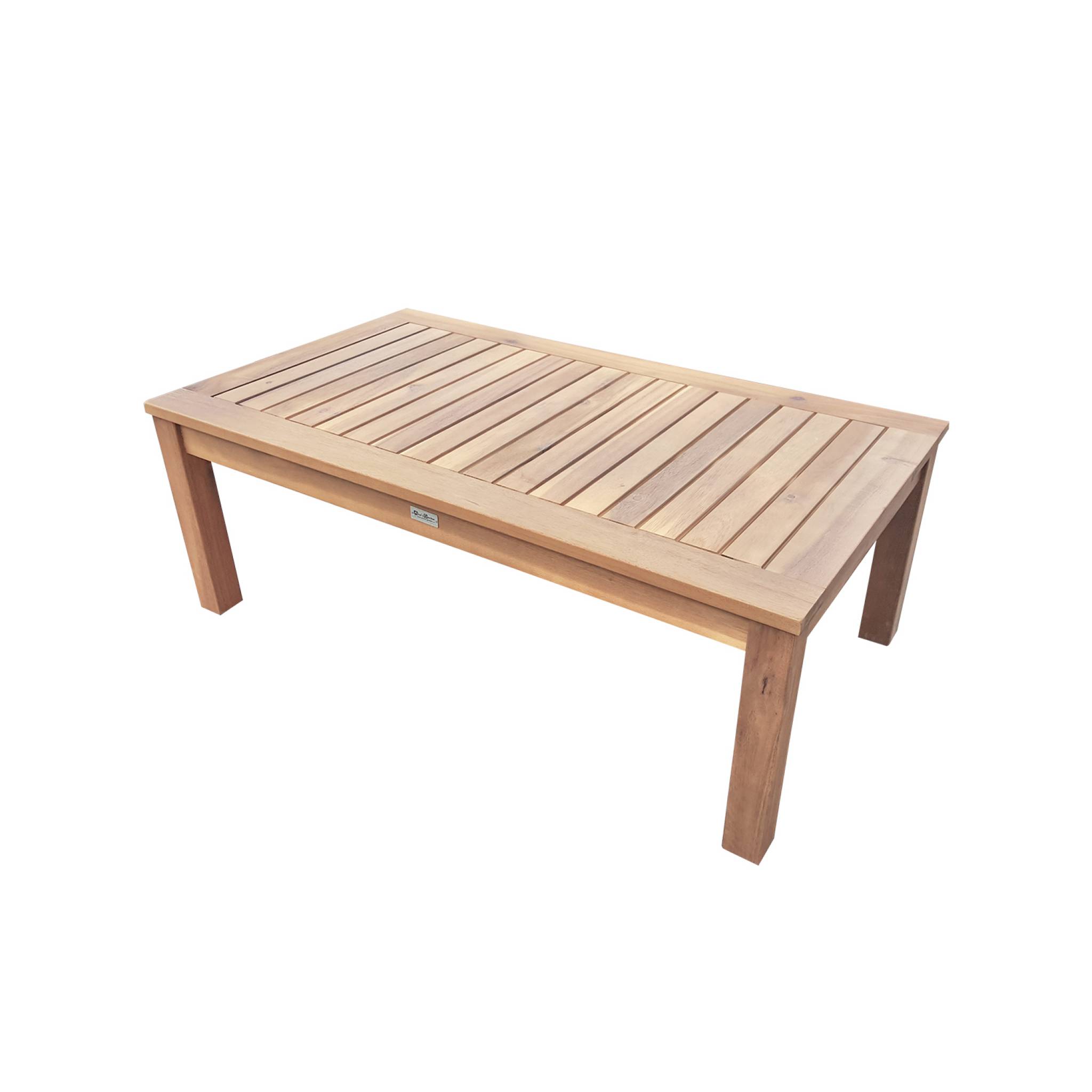 Salon de jardin en bois 4 places - Ushuaïa - Coussins bleu canard. canapé. fauteuils et table basse en acacia. design