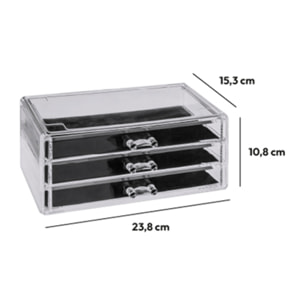 Boîte à bijoux 3 tiroirs Transparent Selena