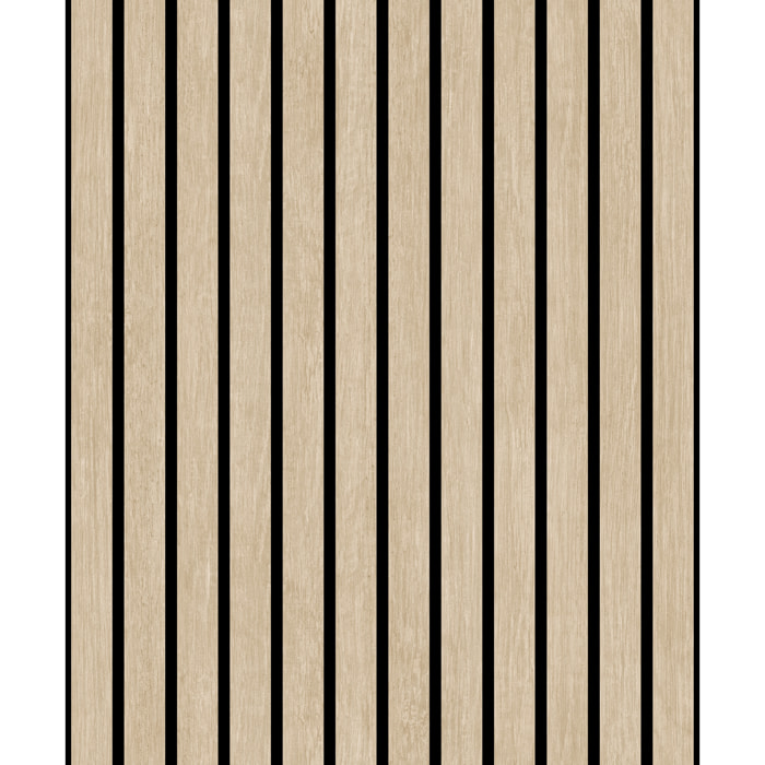 Papier peint lambris acoustique chêne naturel noir