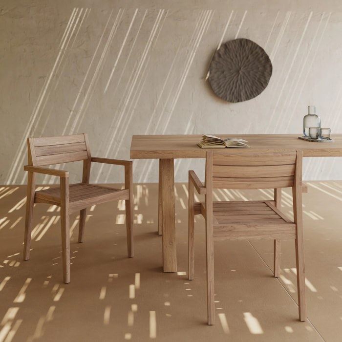 Lot de 2 chaises de jardin en bois de teck recyclé - Yogy