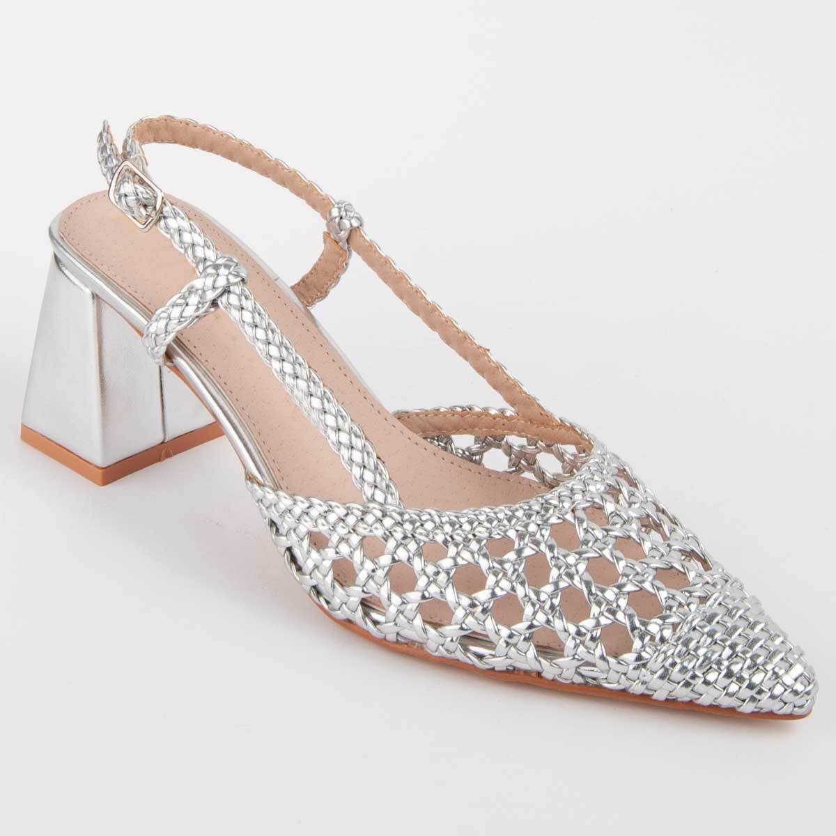 Zapato De Tacón - Plateado - Altura: 6 Cm
