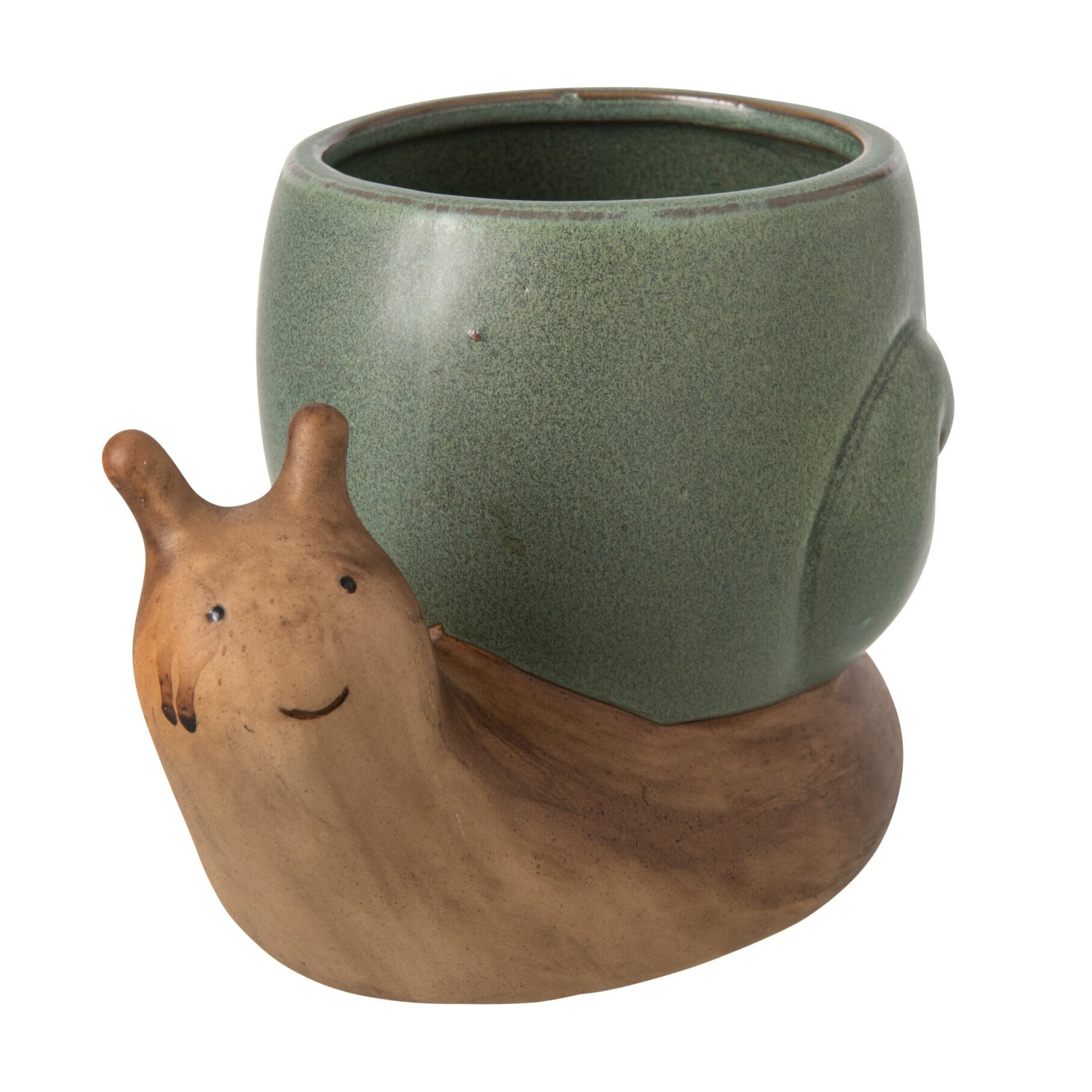 J-Line Cache-Pot Escargot - grès beige/gris vert