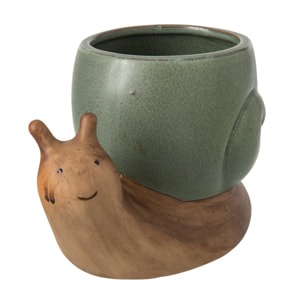 J-Line Cache-Pot Escargot - grès beige/gris vert