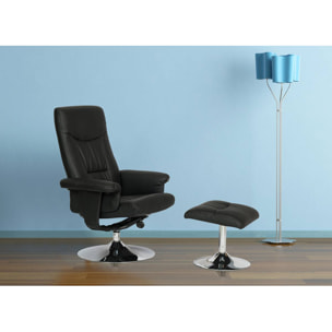 Fauteuil relax + repose-pieds "Louis" - 1 place - Noir