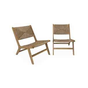 Fauteuil relax de jardin bois d'acacia et résine (lot de 2) LOREDO X2