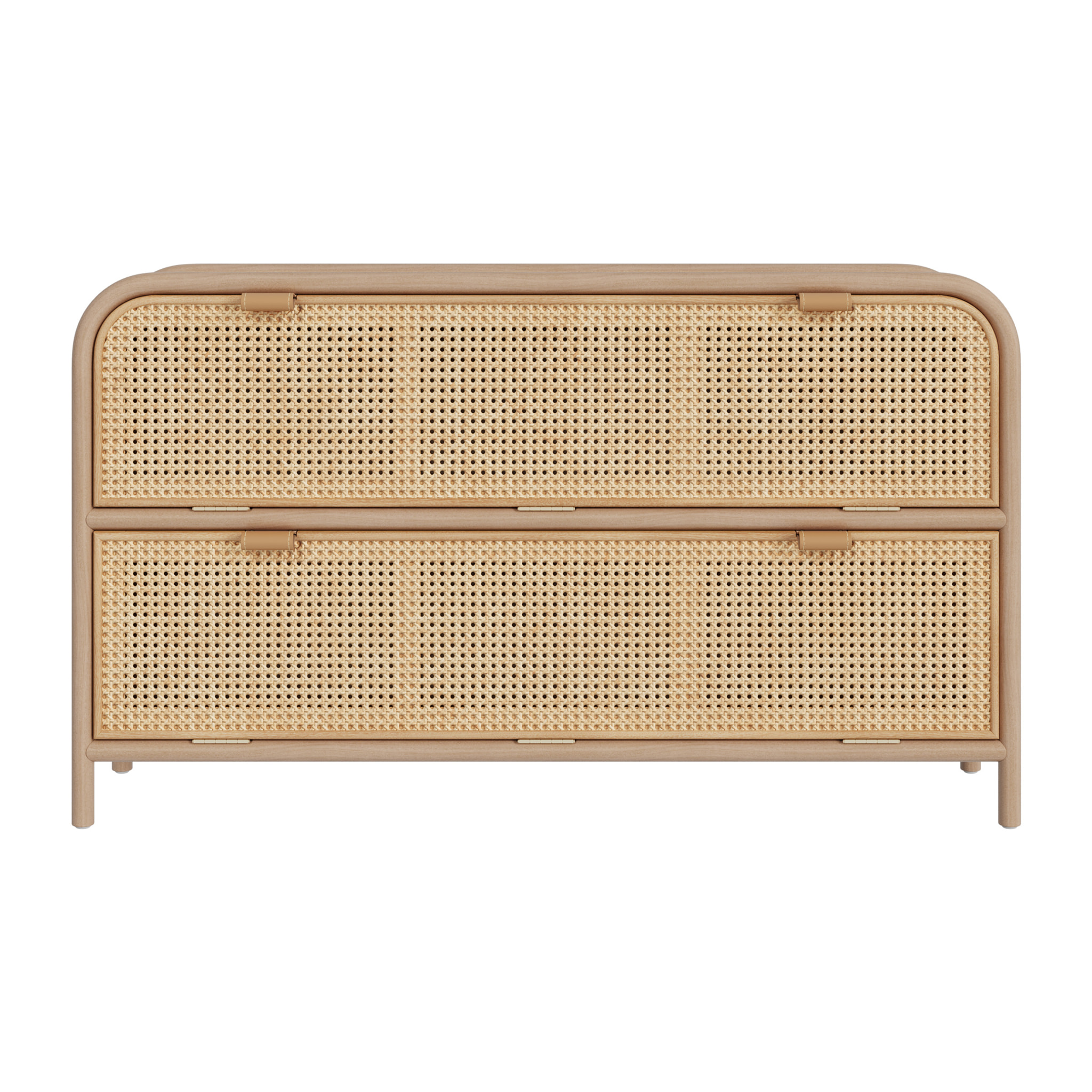 Commode en rotin et bois massif, 2 portes abattantes - Alata