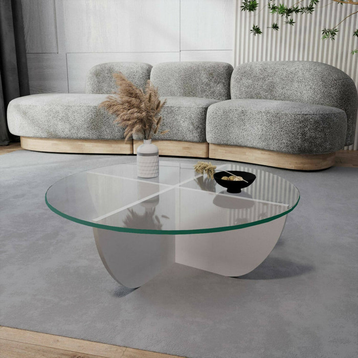 Tavolino da salotto Jolanda, Tavolo basso da caffè, Portariviste per divano, Ripiano da soggiorno, 90x90h30 cm, Bianco