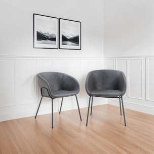 Lot de 2 chaises en simili gris foncé ANDRÉ