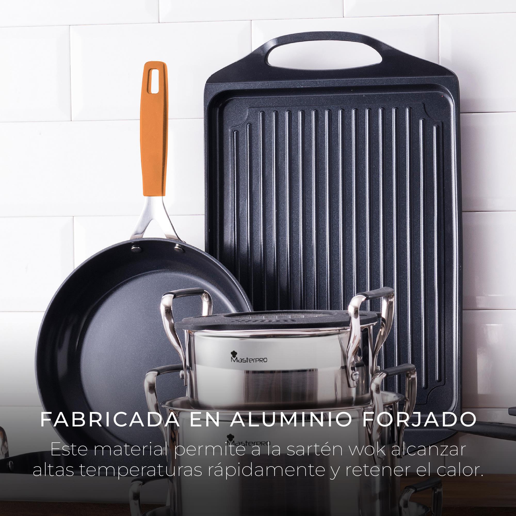 Juego de Sartén Asador 28x28cm + Wok Ø28cm en aluminio forjado para inducción COMPACT San Ignacio