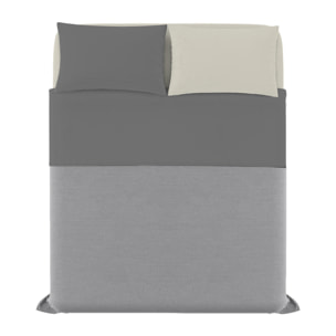 COMPLETO LETTO NATURAL COLOUR MADE IN ITALY COTONE-FUMO/PANNA MATRIMONIALE