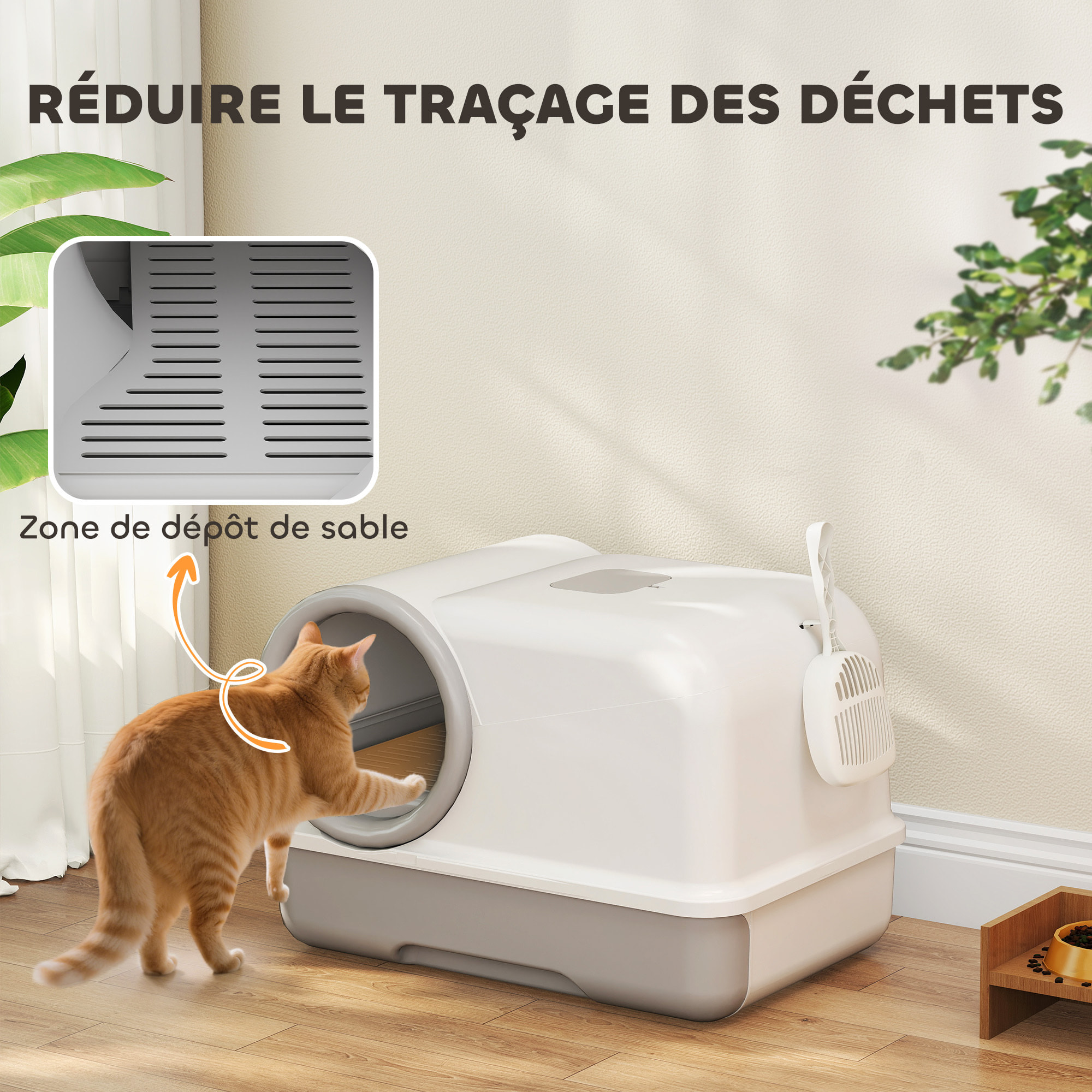 Maison de toilette design capsule bac à litière semi-fermé avec accessoires