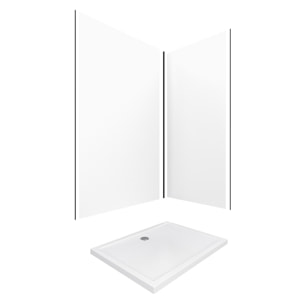 Pack Panneaux Muraux Aluminium Blanc 120+90 - Profilés Noir Mat + Receveur Acrylique 120x90