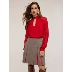 Motivi - Blusa in chiffon con dettaglio metallico - Rosso