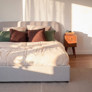 Lit double avec coffre 160x200 cm en tissu gris/beige - Tilly