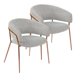 Set 2 poltrone in tessuto bouclé grigio con gambe metallo - Cloud