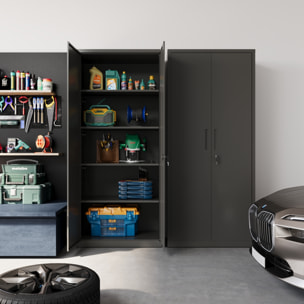 Armadio Armadietto In Metallo Multiuso Doppia Anta 5 Ripiani Regolabili Chiusura Con Doppia Chiave Mobiletto Documenti Ufficio 180x80x40 Cm Nero