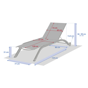 Transat "Jimani" cacao & avoine 2 roues en aluminium et texaline