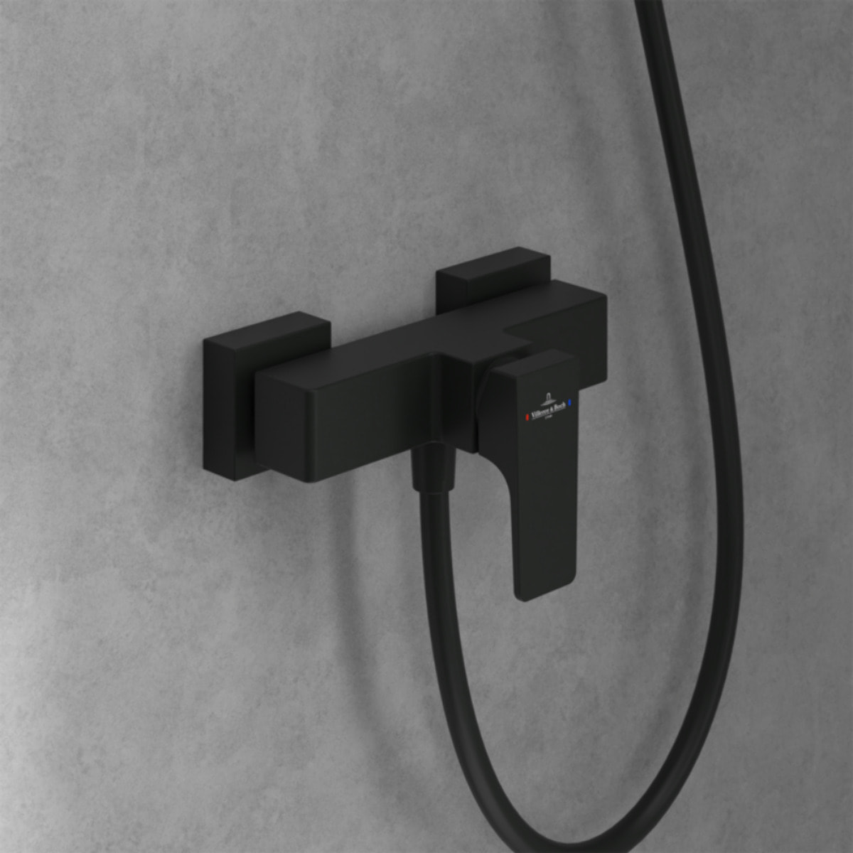 Mitigeur mécanique douche Architectura Square Matt Black + Ensemble de douche Verve Showers 3 jets Matt Black