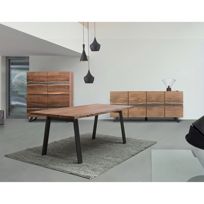 Credenza buffet in legno 4 ante 200cm con gambe in metallo Achille