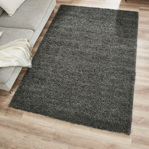 Uni - tapis de salon en laine artificielle anthracite
