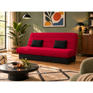 Canapé convertible Cecilia, matelas Simmons ressorts, 130 x 190 cm, rouge