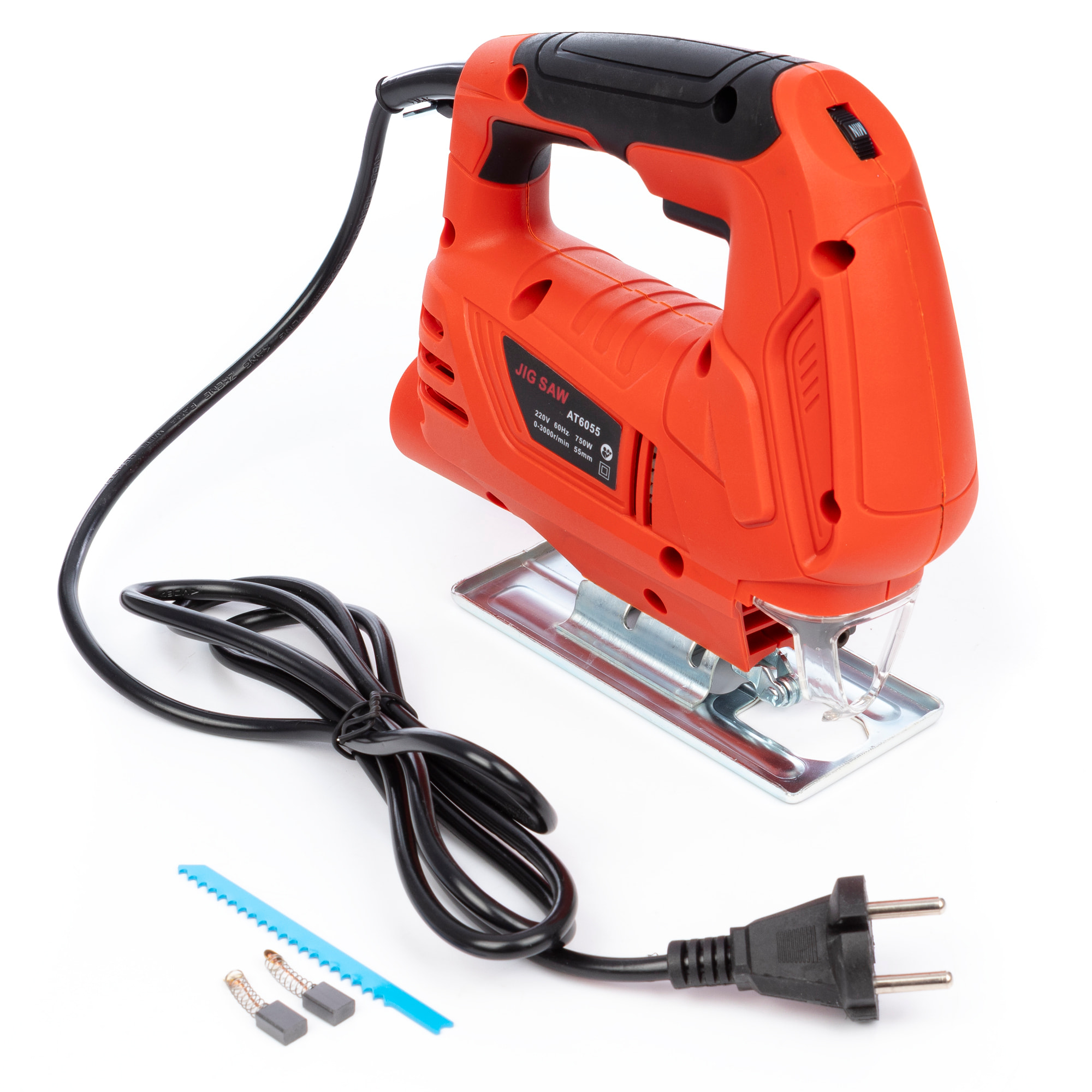 Sierra de calar con motor sin escobillas, 750W y 3000 rpm.