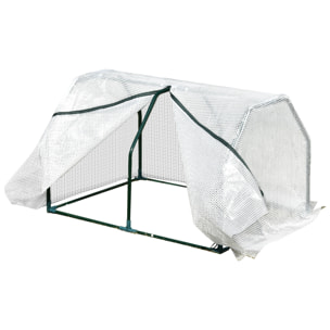 Invernadero de Terraza 100x70x60 cm Vivero Casero Pequeño de Jardín con Cremallera para Cultivos Plantas Flores Marco de Acero Cubierta de PE Blanco