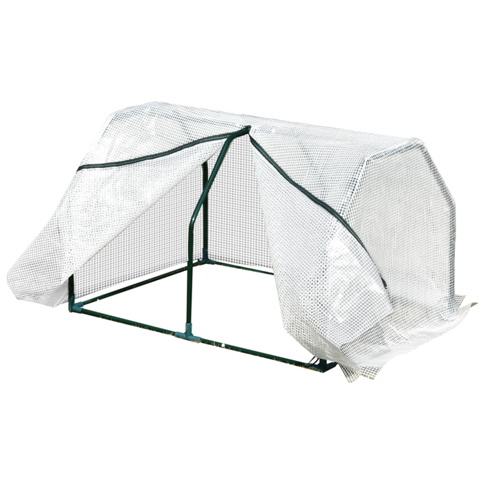 Invernadero de Terraza 100x70x60 cm Vivero Casero Pequeño de Jardín con Cremallera para Cultivos Plantas Flores Marco de Acero Cubierta de PE Blanco