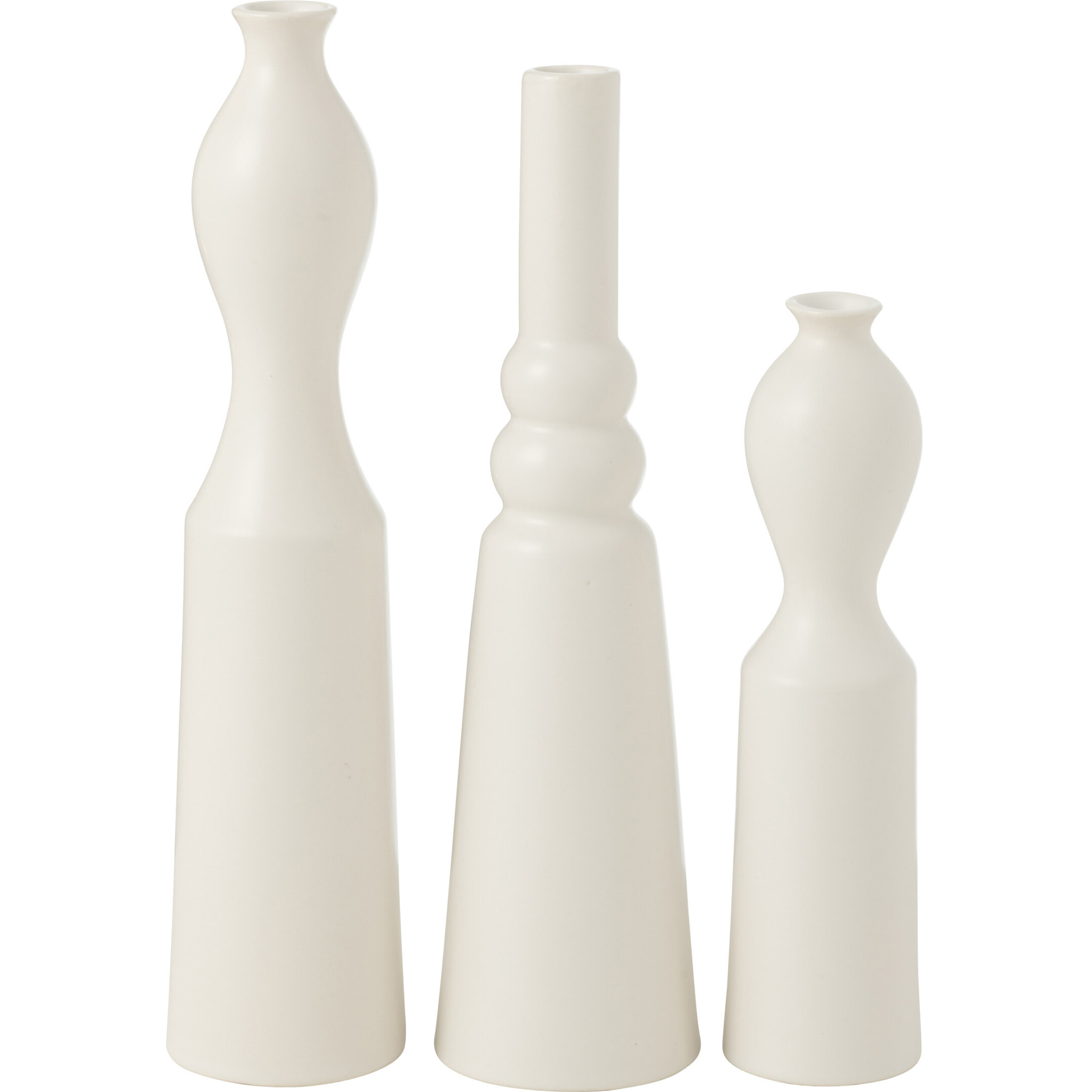 J-Line vase Leia - porcelaine - blanc mat - 32 cm de hauteur - lot de 3