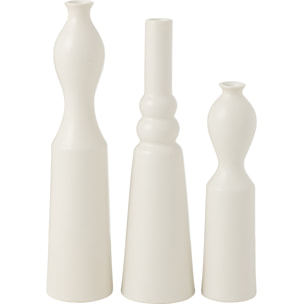 J-Line vase Leia - porcelaine - blanc mat - 32 cm de hauteur - lot de 3